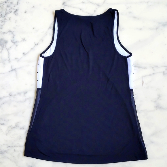 NWT. Express Gorgeous Black/White Sparkles and Sheer Sleeveless Blouse w/Lining. - Picture 5 of 6